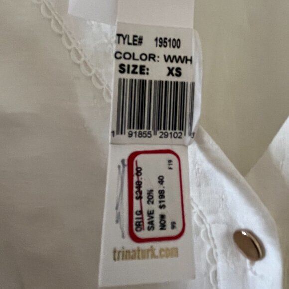 Trina Turk Women's Monochrome Button Front Top white size XS - Picture 4 of 7